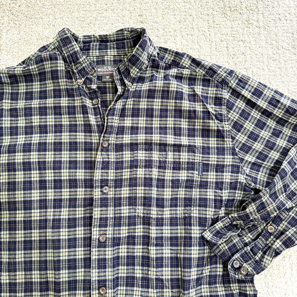 Woolrich Other - Woolrich‎ Mens Flannel Button Up Shirt Long Sleeve Plaid XL Deep Navy Outdoor